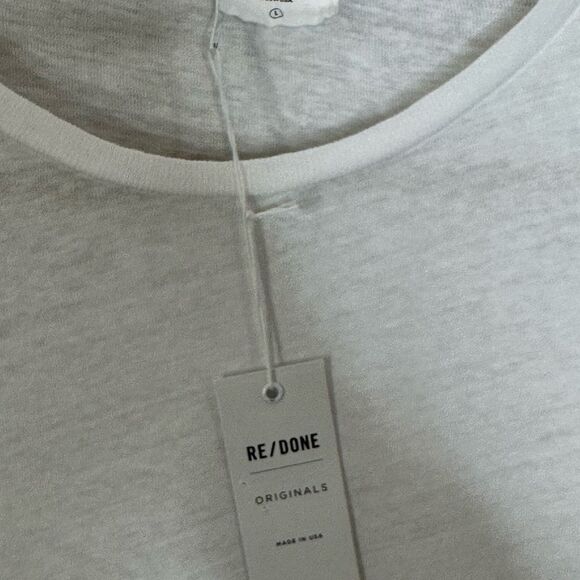 Re/DONE White Long Sleeve Boatneck Bodysuit Tee Shirt | L - Picture 4 of 7